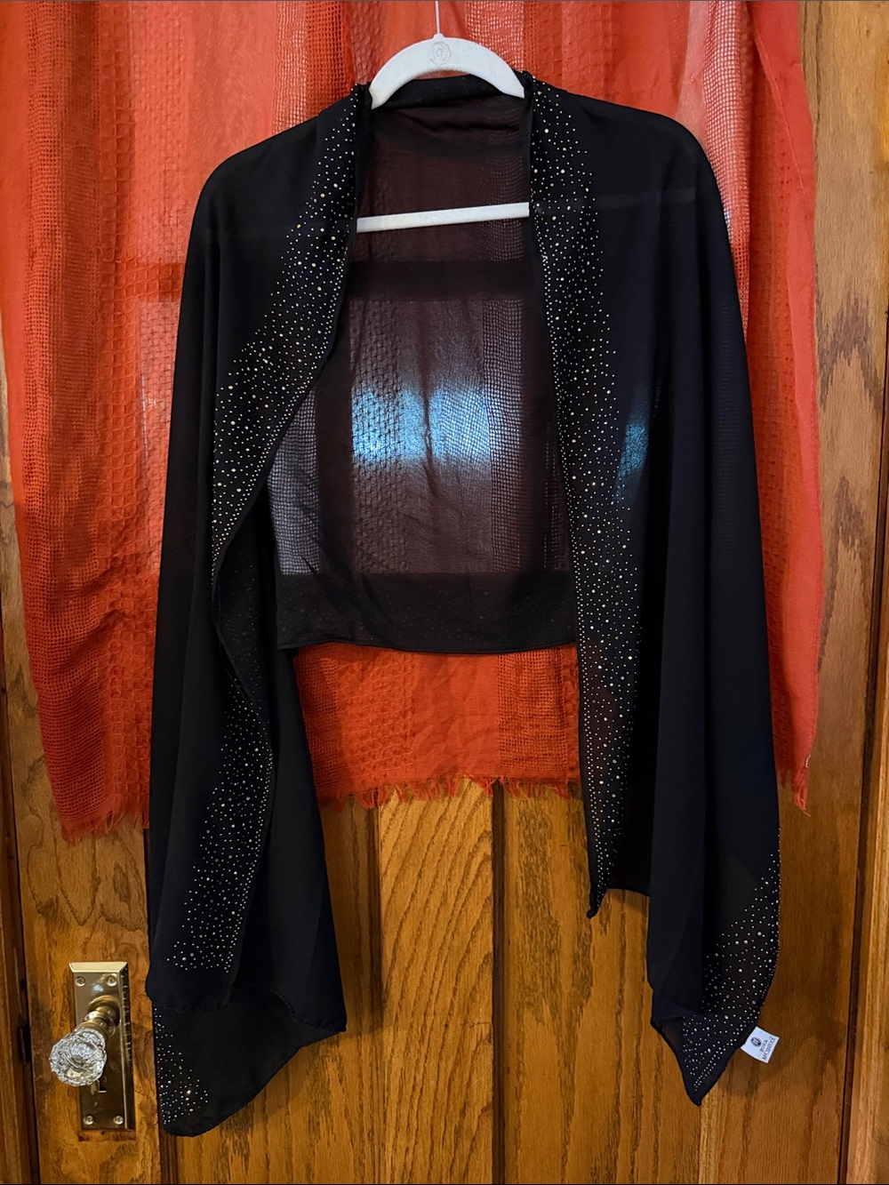 Jessica McClintock Black Sheer Studded Shrug